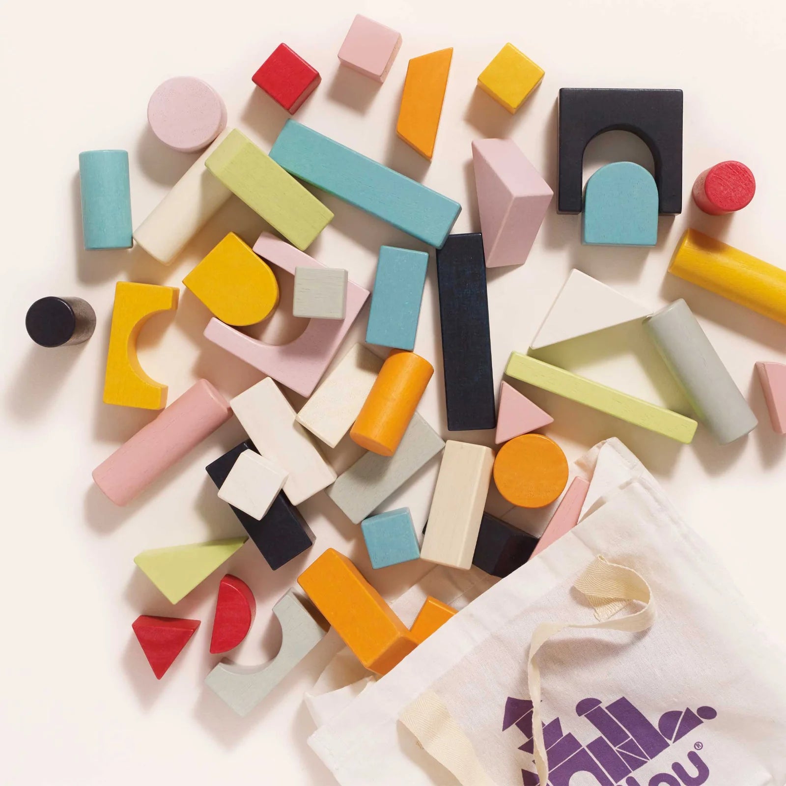 60 Building Blocks & Cotton Bag-60 Building Blocks & Cotton Bag