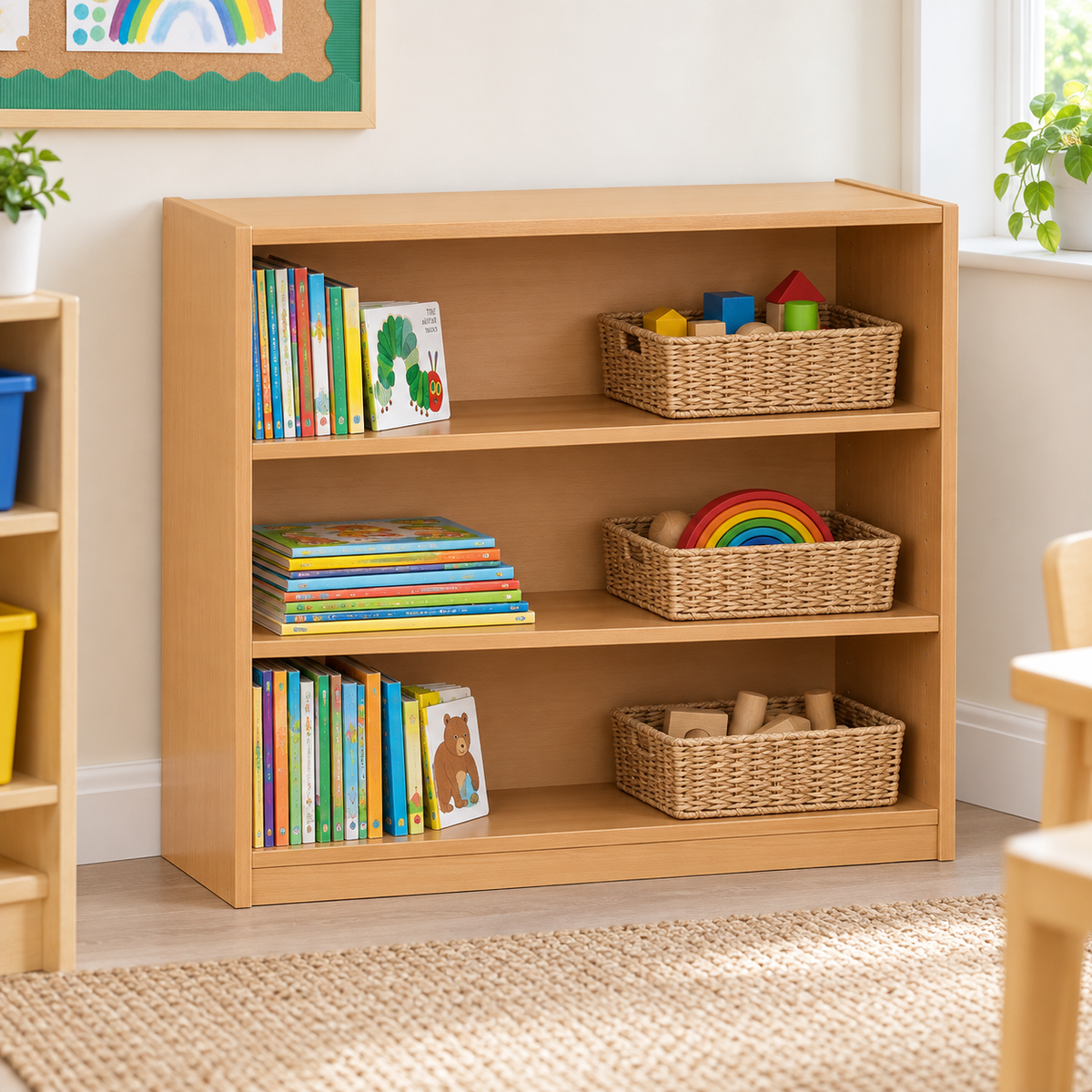 750mm Bookcase with 2 Adjustable Shelves in a bright classroom – view 6