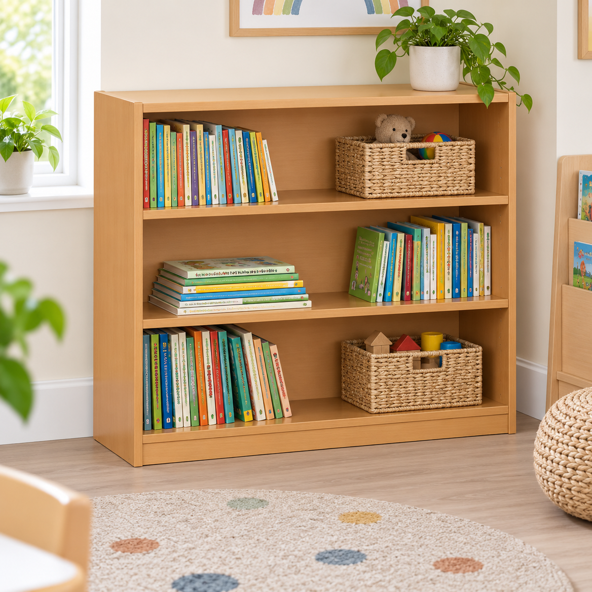 750mm Bookcase with 2 Adjustable Shelves in a bright classroom – view 8