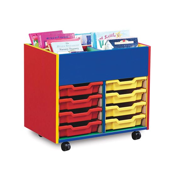 8 Tray Monarch Colourful Tray Storage Unit - mobile, This colourful range of mobile Tray Storage Units is guaranteed to brighten up any classroom, playroom or bedroom ! Designed for the younger user it is robust and fun to ensure years of practical storage use. Delivered fully assembled and complete with Gratnells trays 4 bay kinderbox with 8 x shallow trays You can choose any combination of the 28 Gratnells tray colours available - click on "View more images" for full colour range (please specify on your o