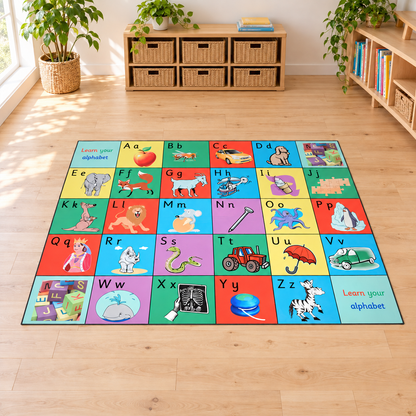 Alphabet Supergiant Playmat laid out in a bright early years reading room