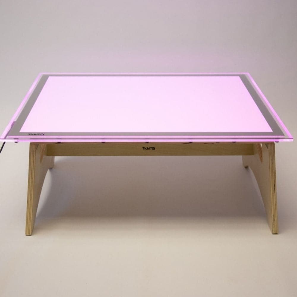 A2 Colour Changing Light Panel & Table Set, The A2 Colour Changing Light Panel & Table Set consists of a low-level table and A2 Colour Changing Light Panel which fits on top. Table has fold out legs which lock into place with a hex key. Our A2 Colour Changing Light Panel & Table Set has a new anti-trip magnetic connector and use LED strips and diffusers to evenly illuminate the panels in any one of 20 colours. Children will enjoy discovering new opportunities to explore the effects of colour mixing, opacity