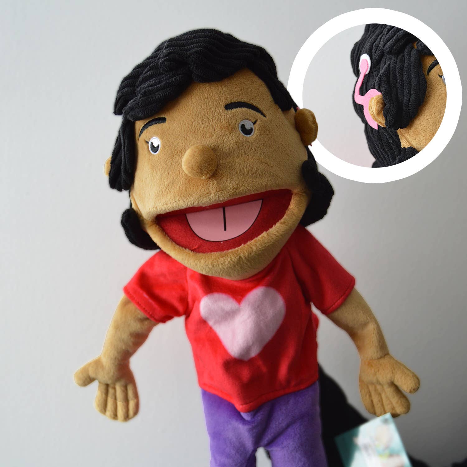 Aanya'S Puppet, Introducing Aanya'S Puppet which is designed to help children learn about emotions and imaginative play. Aanya'S Puppet is equipped with cochlear implants, the Aanya Patel puppet is perfect for early learners and is an excellent tool for social and emotional learning. This realistic-looking puppet is of high-quality material, comes equipped with cochlear implants and is dressed in a cheerful outfit. Aanya Patel puppet serves as a valuable education aid in classrooms and homes. It is designed