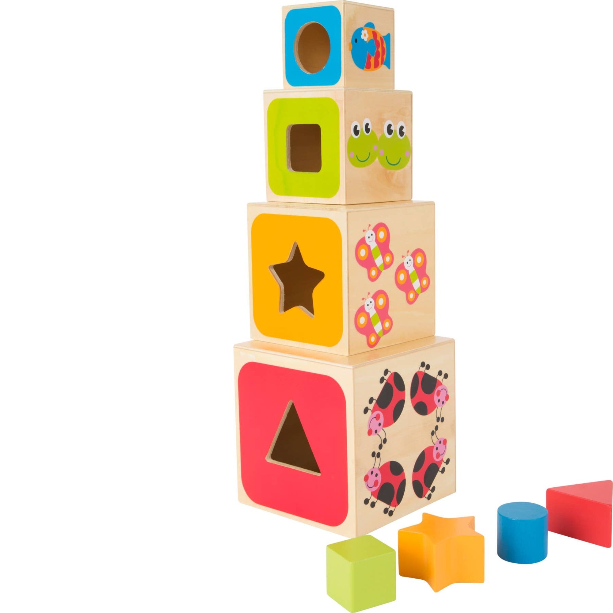 Abc Stacking Cubes, Graduating in size, these delightful Abc Stacking Cubes need to be stacked in the correct order, from largest to smallest, to create a tower. Each Abc Stacking Cubes features a detailed scene with numbers and animals. As little ones stack each Abc Stacking Cubes, they can discuss the pet on one side, developing their language skills and vocabulary. Perfect for early learning, these cubes are a versatile learning aid. Abc Stacking Cubes Once playtime is over, the stacking blocks nest toge