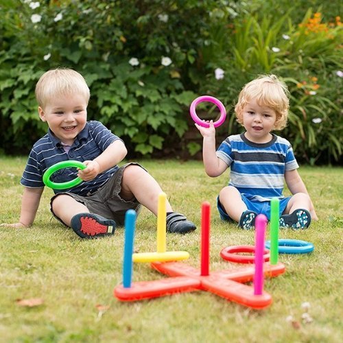 Ability Ring Toss, A traditional game in a unique quality and design. The popular Ring Toss game is challenging both physically and mentally as it requires concentration and body control to assess the distance and throw the rings with precision. The Ring Toss game is a great outdoor play resource which encourages children and the family to get outside and enjoy the sunshine. This is a super quoits set that is suitable to play indoor or outdoor and can be played with all the family This excellent little game
