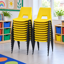AC Junior Poly Stacking Chair Set of 20 in a bright UK classroom – lifestyle image 5