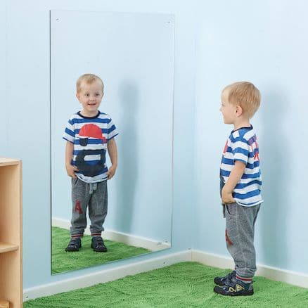 Acrylic Large Safety Mirror, The delightful Acrylic Large Safety Mirror provides a wide space for self exploration and play. Children will love pulling faces in their own mirror and exploring the world around them The Acrylic Large Safety Mirror offers a great way to encourage self-awareness and develop movement. Use the Acrylic Large Safety Mirror alongside existing sensory equipment to create exciting visual effects, and help create a stimulating interactive experience that captures attention and imaginat