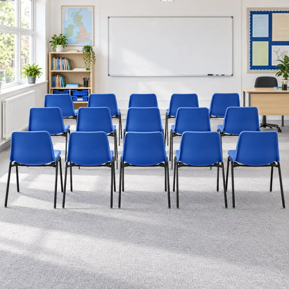 Affinity Antimicrobial Blue Stacking Chair Set of 20 in a bright UK classroom – lifestyle image 2