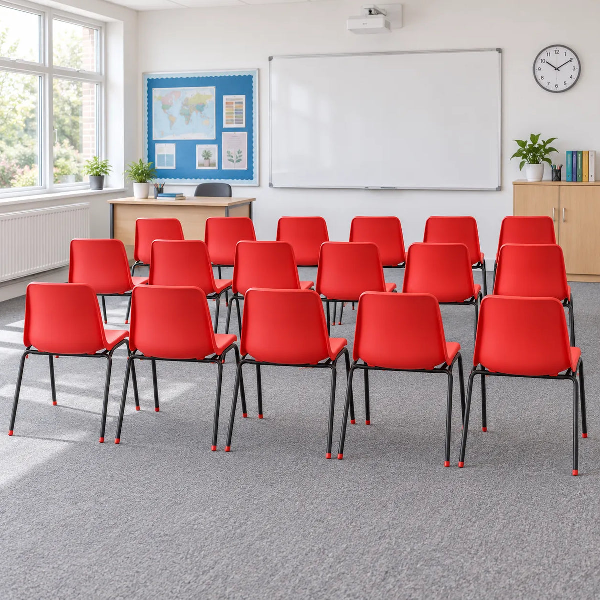 Affinity Stacking Chair Set of 20 in a bright UK classroom – lifestyle image 3