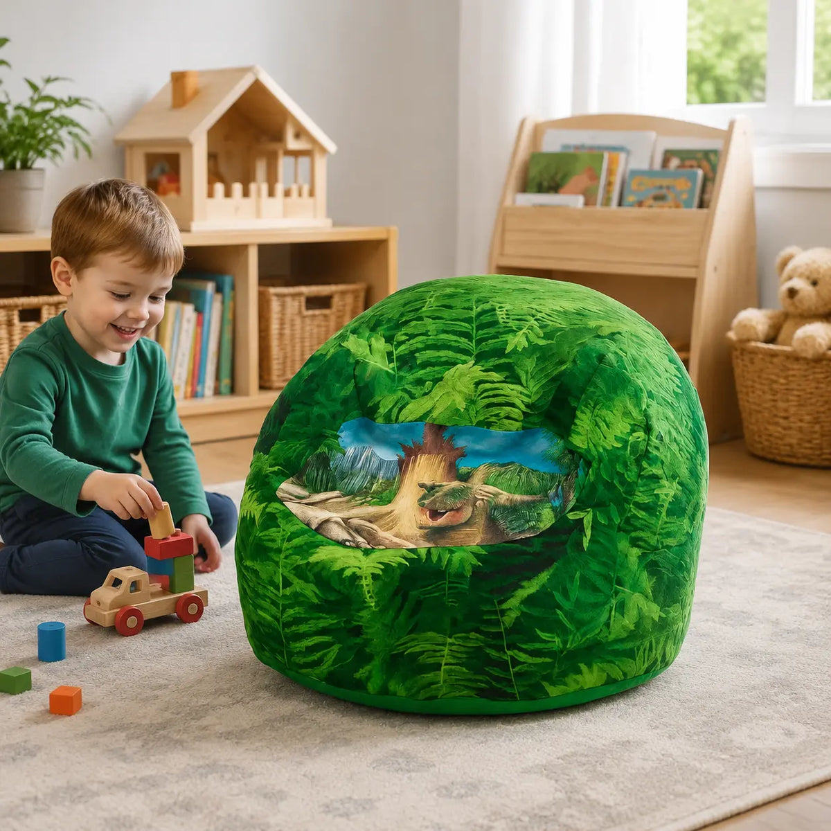 Albertosaurus Beany Chair in a naturally lit early-years nursery setting