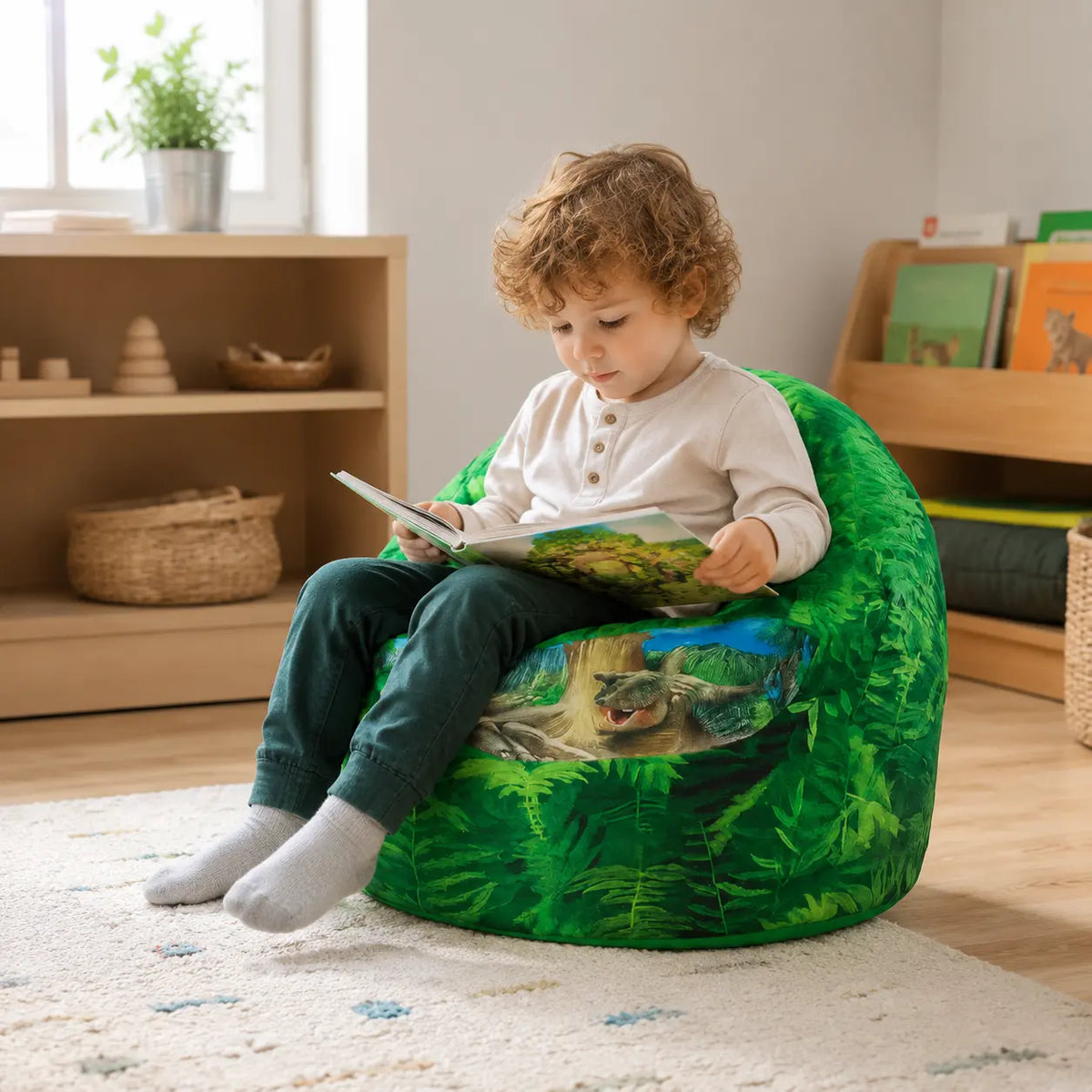 Albertosaurus Beany Chair in a naturally lit early-years nursery setting