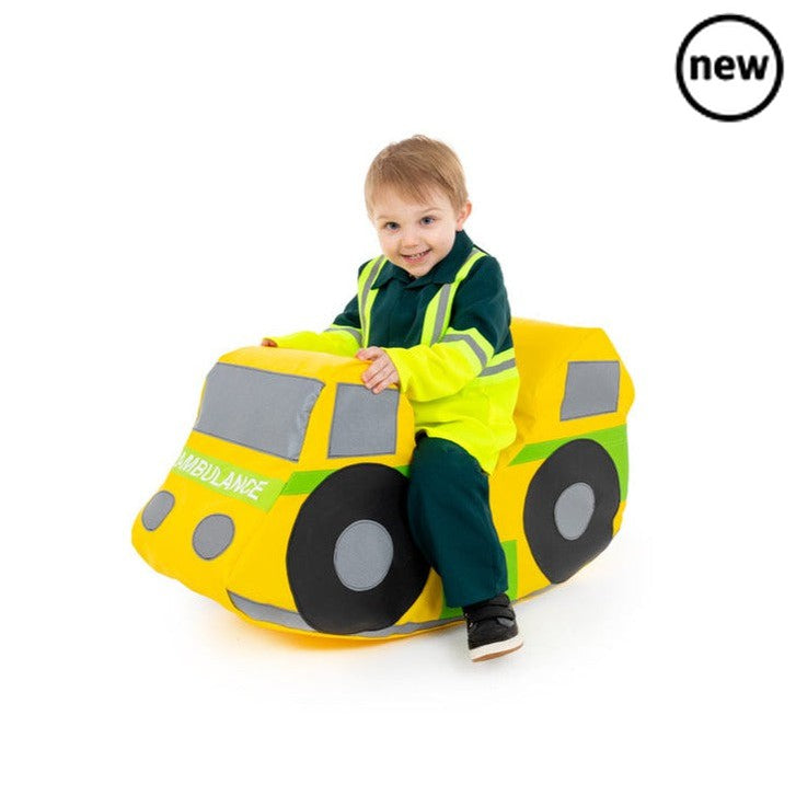 Ambulance Soft Play Rocker, The Ambulance Rocker is designed to be a great role play toy and have a gentle rocking action that is safe for younger children. It is designed for one child to play on and is a fun addition in any nursery. The Rocker is made of soft foam with a brightly coloured, wipe clean PVC cover. For both indoor and outdoor use. Must not be permanently left outdoors. 90cm x 25cm x 50cm Expected delivery 10 working days Hand made in the UK, Ambulance Soft Play Rocker,EYFS Rocker. Toddler Roc