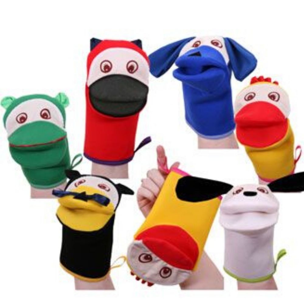 Animal Puppets Set of 6, Introducing our Set of 6 animal hand puppets, perfect for hours of entertainment and educational learning for children. These puppets are designed to fit on either a child's hand or a teacher's, making them a versatile addition to any classroom or home. The Animal Hand Puppets set includes six adorable animal puppets, each with a unique design and fur texture. The puppets feature movable mouths that can be opened and closed to simulate speech, making them an excellent tool for imagi