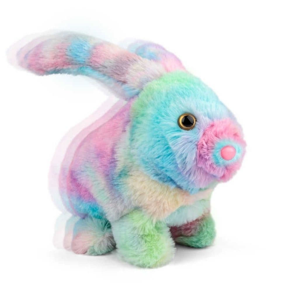 Animigos Magic Bunny, The Animigos Magic Bunny is a rainbow coloured plush rabbit that hops along and performs realistic rabbit actions. It raises its ears, snuffles its nose and emits a high-pitched squeak. It's based on one of our best-selling Animigos, but comes in really cool rainbow colours. We only have a limited supply of these bunnies, so get yours before they're gone! Animigos Magic Bunny Gold award winner - 2020 Independent Toy Awards Fluffy rabbit in rainbow colours Limited edition TOBAR exclusiv
