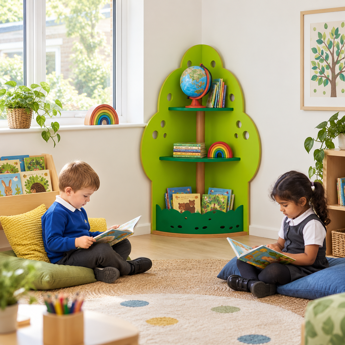 Apple Tree Book Display Unit in a bright early years classroom – view 3
