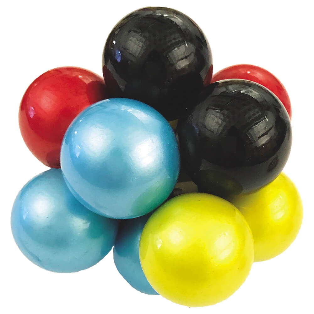 Atomic Fidget Ball Metallic, Twist, squeeze and fidget this puzzling Atomic Fidget Ball. Made up of a selection of elasticated squeezy balls that can be moved around in groups of two, this wacky fidget toy is superfun to play with! Ideal for use as a sensory toy to enhance mental focus, or simply as a stress reliever during long car journeys, the Atomic Fidget Ball is a useful and addictive sensory toy that kids won't want to put down. Whether you fidget with it or solve one of the puzzles, Icosa will keep 