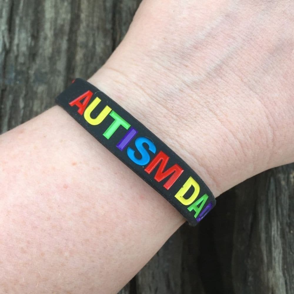 Autism Bracelet-Autism Dad, The Autism Bracelet is the ultimate accessory for proud Autism Dads everywhere. Designed to convey a powerful message, this bracelet lets the world know that you are an "Autism Dad" and are dedicated to supporting and advocating for those with autism.Crafted with high-quality materials, the Autism Bracelet features a stretchy design that ensures a comfortable and flexible fit. Whether you have a smaller or larger wrist, this bracelet will mold perfectly to your size, giving you a
