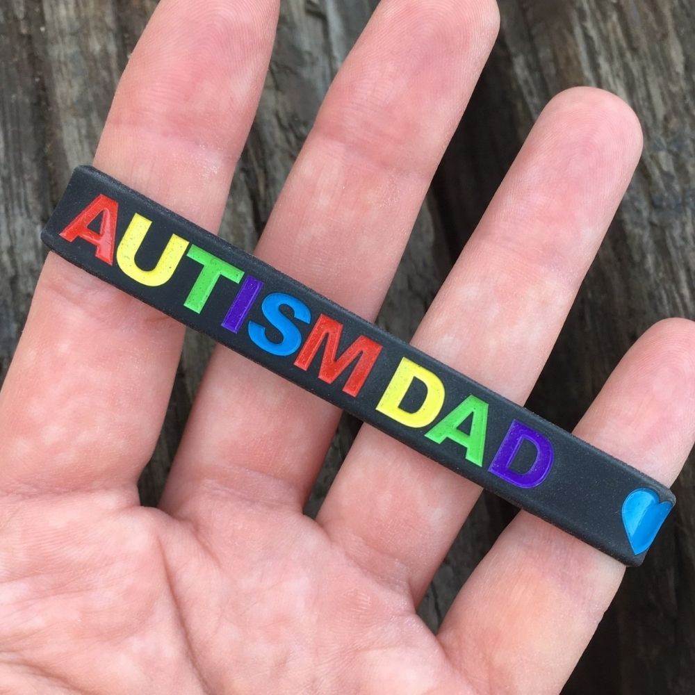 Autism Bracelet-Autism Dad, The Autism Bracelet is the ultimate accessory for proud Autism Dads everywhere. Designed to convey a powerful message, this bracelet lets the world know that you are an "Autism Dad" and are dedicated to supporting and advocating for those with autism.Crafted with high-quality materials, the Autism Bracelet features a stretchy design that ensures a comfortable and flexible fit. Whether you have a smaller or larger wrist, this bracelet will mold perfectly to your size, giving you a