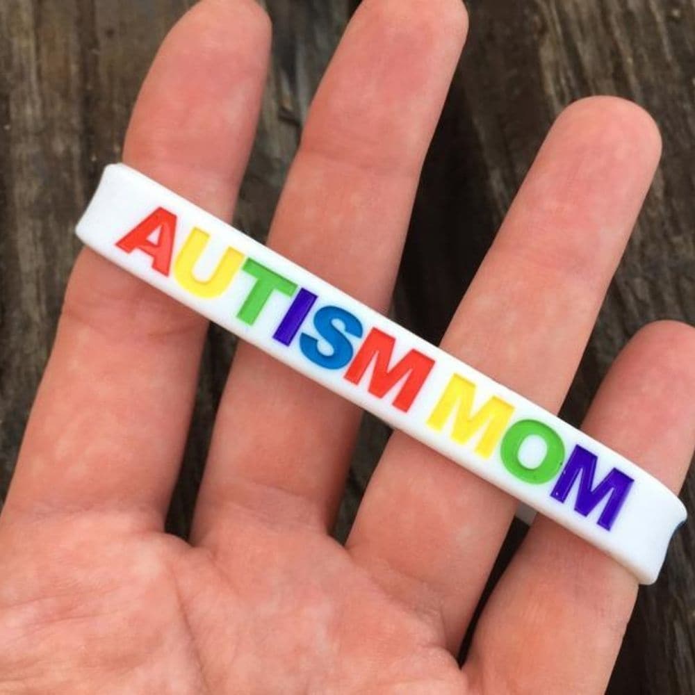 Autism Bracelet-Autism Mom, The Autism Bracelet-Autism Mom is a must-have accessory for all the amazing Autism Moms out there. This beautiful bracelet proudly tells the world that you are an "Autism Mom," spreading awareness and showing your unwavering support for your child and the Autism community.Made with high-quality materials, the Autism Bracelet stretches comfortably to fit any wrist size. Designed for both fashion and practicality, this stylish wristband is perfect for everyday wear. Its sleek and e