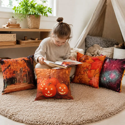 Autumn Scatter Cushions Set of 4 in a naturally lit early-years nursery setting