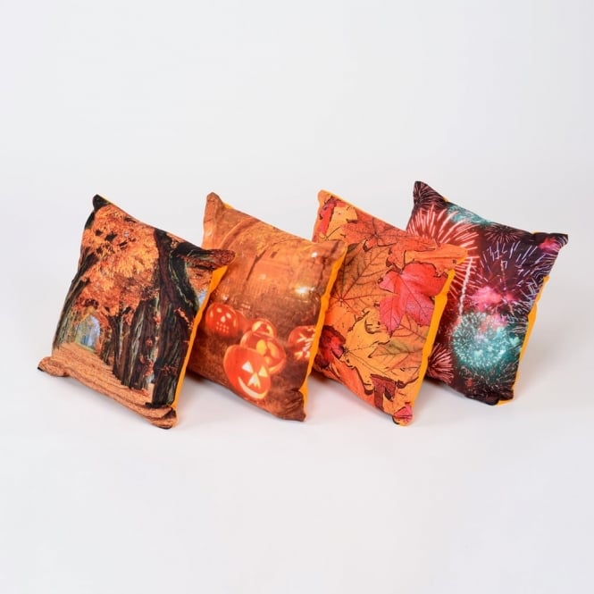 Autumn Scatter Cushions Set Of 4, Introducing our charming Autumn Scatter Cushion set, the perfect addition to enhance the warmth and comfort of your home. Designed to effortlessly brighten up any space, be it your cosy areas, reading corners, or sofas, these cushions will add a touch of seasonal elegance to your decor.Our Autumn Scatter Cushions offer a practical solution for keeping up with the changing seasons. As the leaves change their colors, you can easily change your cushions to reflect the beautifu