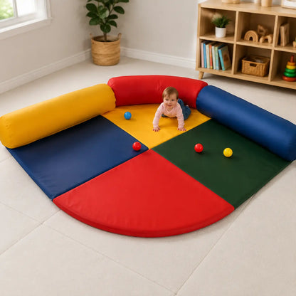Baby Care Bolster and Corner Mat in a naturally lit supervised early-years baby setting