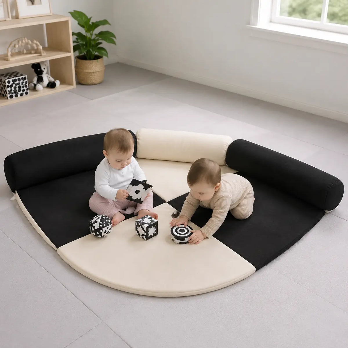 Baby Care Bolster and Corner Mat in a naturally lit supervised early-years baby setting