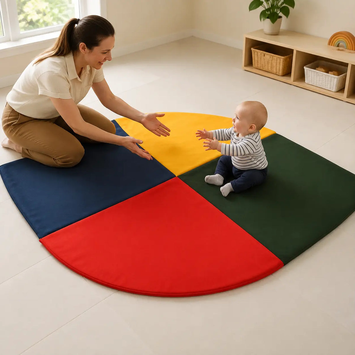 Baby Care Corner Mat in a naturally lit supervised early-years baby setting