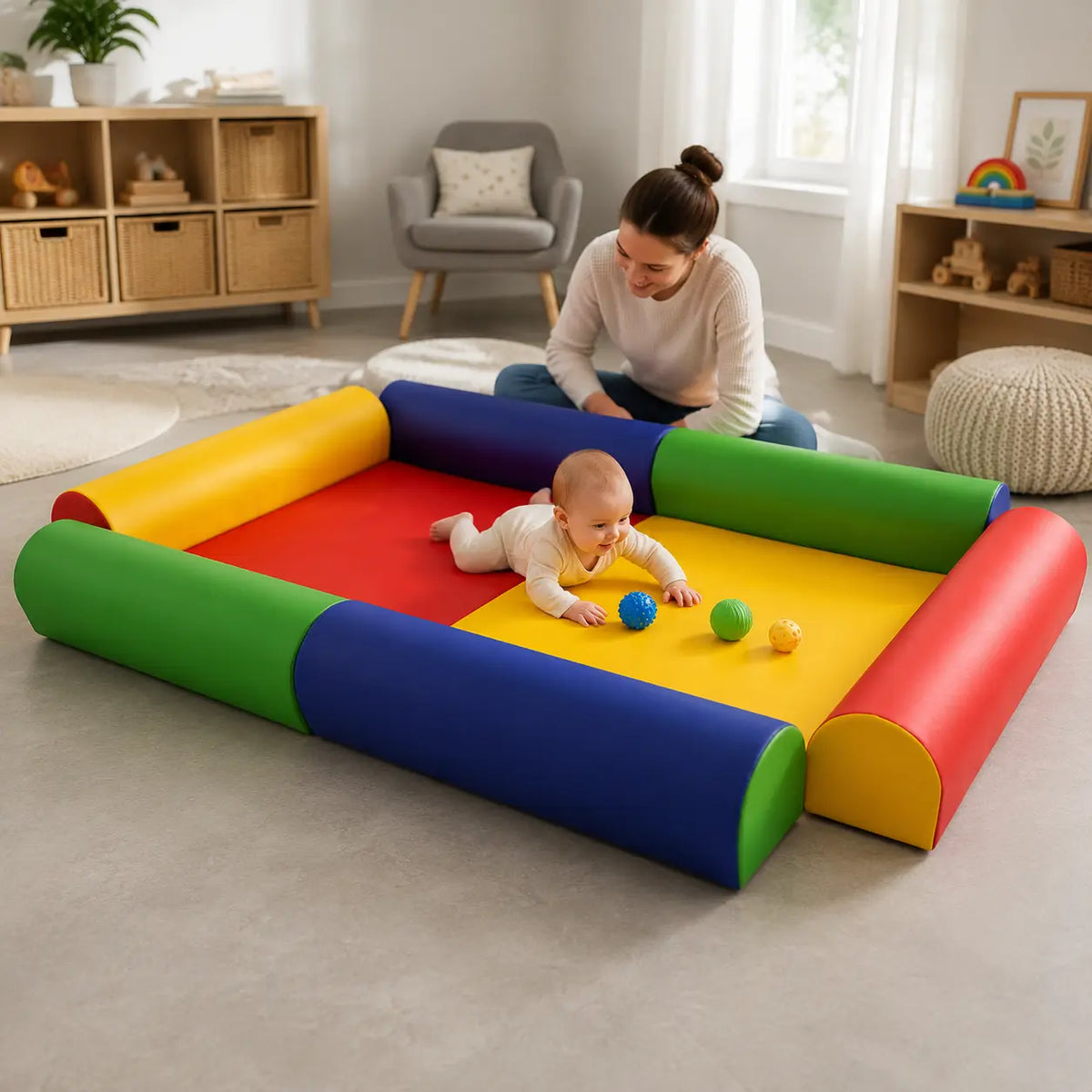 Baby Care Double Enclosure in a naturally lit supervised early-years baby setting
