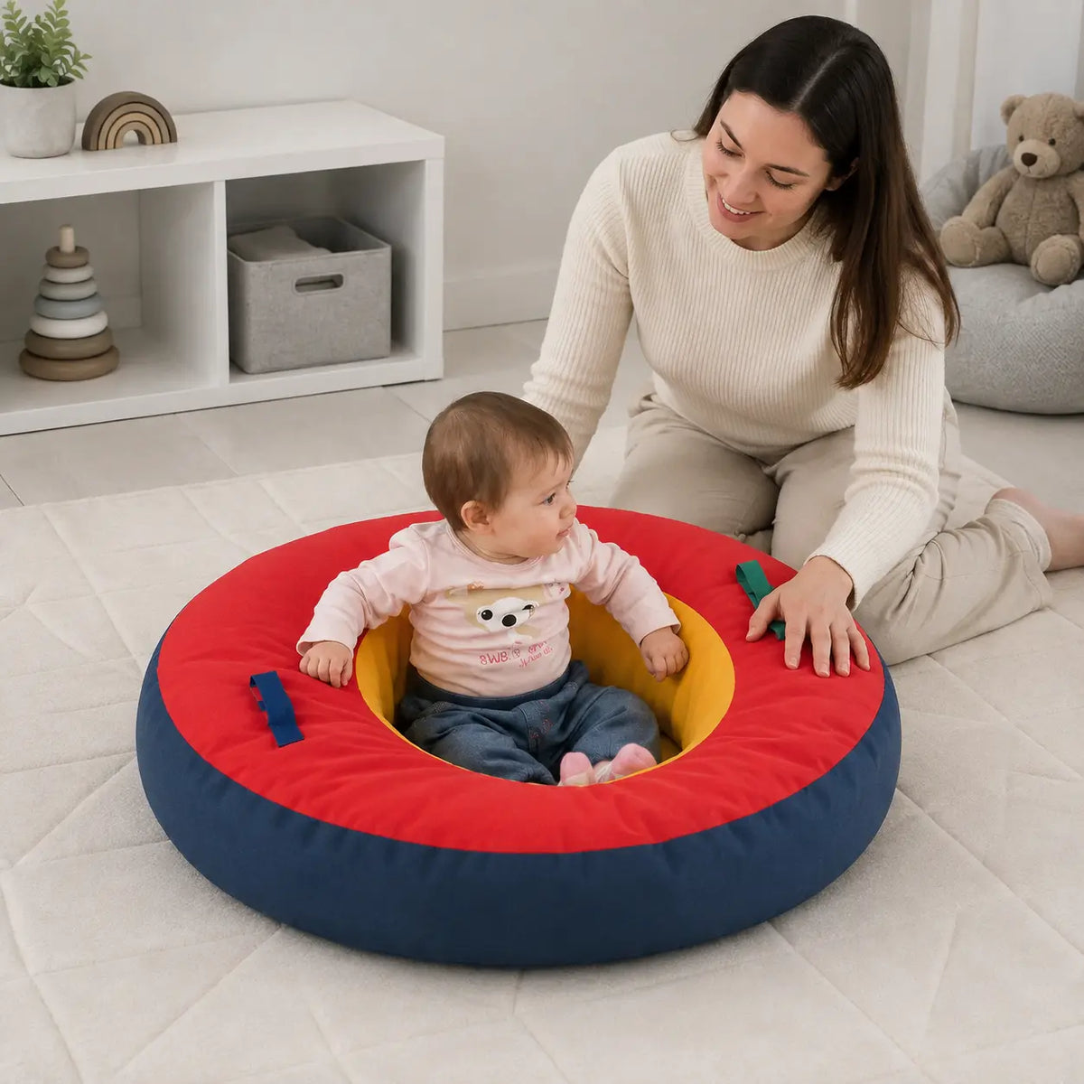 Baby Care Support Ring in a naturally lit supervised early-years baby setting