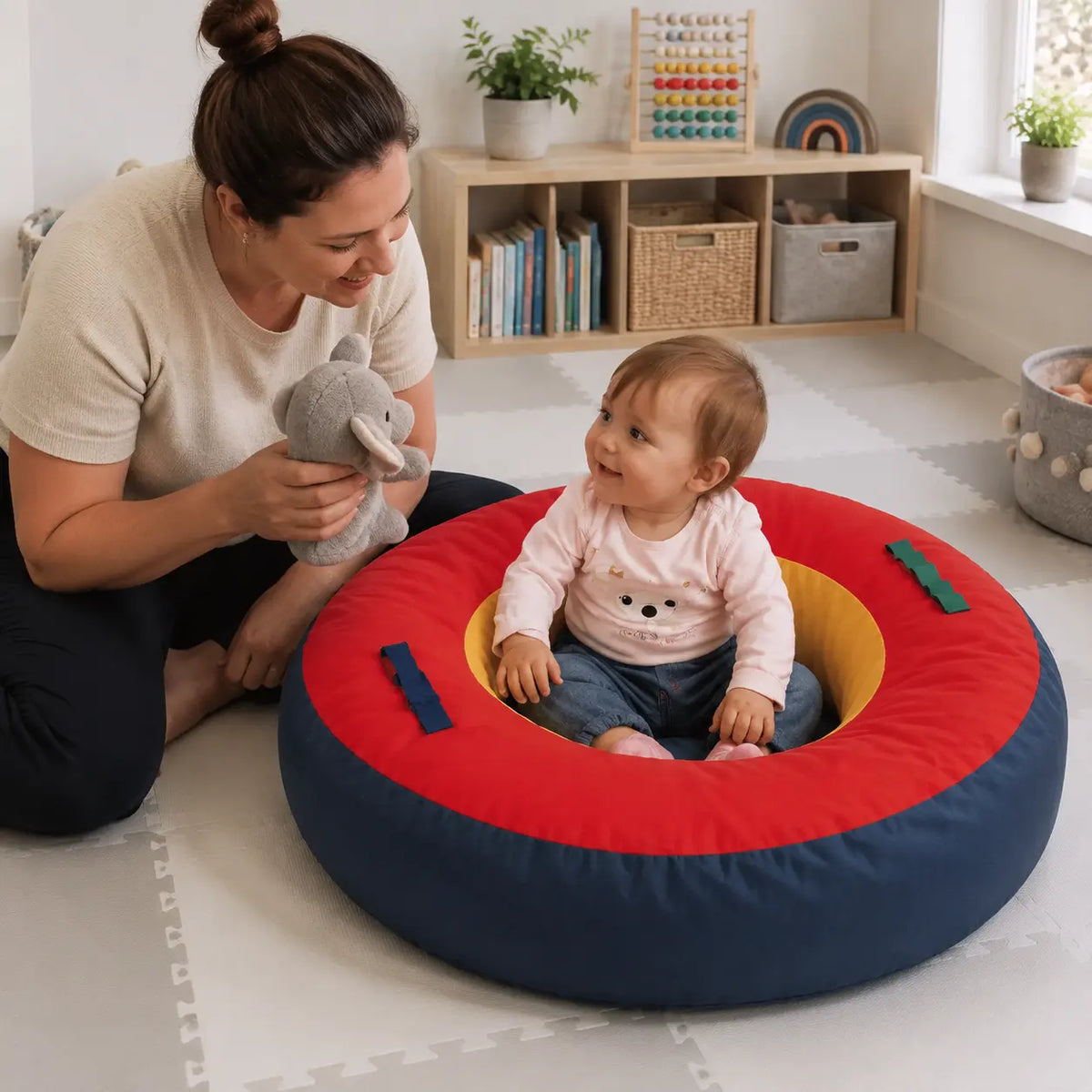 Baby Care Support Ring in a naturally lit supervised early-years baby setting