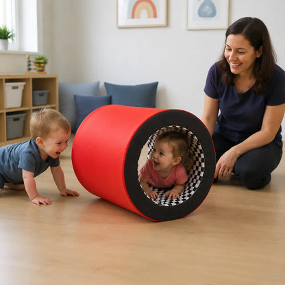Baby Moves Hollow Tunnel in a naturally lit supervised early-years nursery play setting