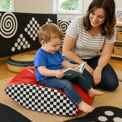 Baby Moves Rocky Road Balancer in naturally lit supervised early-years play
