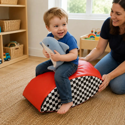 Baby Moves Rocky Road Balancer in naturally lit supervised early-years play