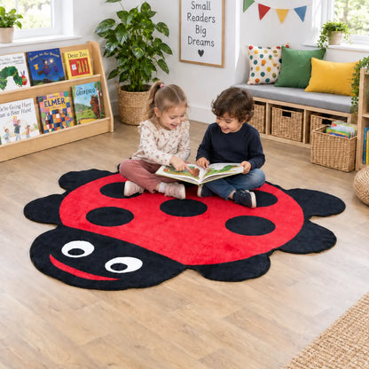 Children using the Back to Nature Ladybird Carpet in an early years classroom, view 5