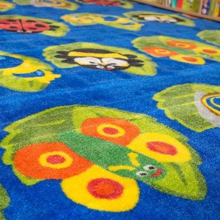 Back to Nature Square Bug Placement Carpet, This colourful Back to Nature Square Bug Placement Carpet will brighten up any nursery or classroom. The size of the Back to Nature Square Bug Placement Carpet makes it ideal for dividing up space or creating themed areas for movement or music. Manufactured from extra thick, washable pile with a non-slip backing. The Back to Nature Square Bug Placement Carpet has distinctive and brightly coloured, child friendly design,designed to encourage learning through intera