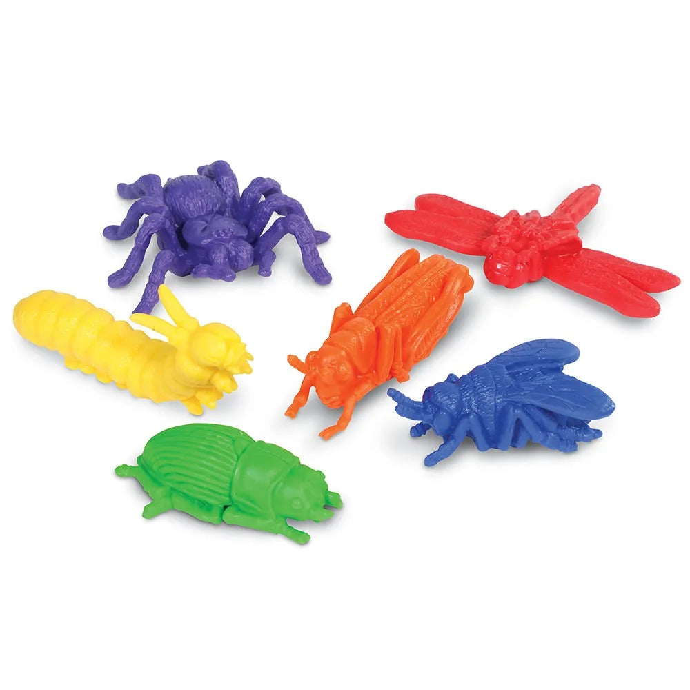 Backyard Bugs Set of 72, Unlock a world of educational fun with our Backyard Bugs Counters! This set of 72 soft rubber counters offers a range of colourful insects that kids can't resist. Whether it's counting the number of legs on the spider or sorting the bugs by colour, these toys make learning a joyous activity. Each bug is carefully designed to be lifelike yet whimsical, captivating the imagination of young learners. The durable, soft rubber material is perfect for hands-on learning and safe for childr