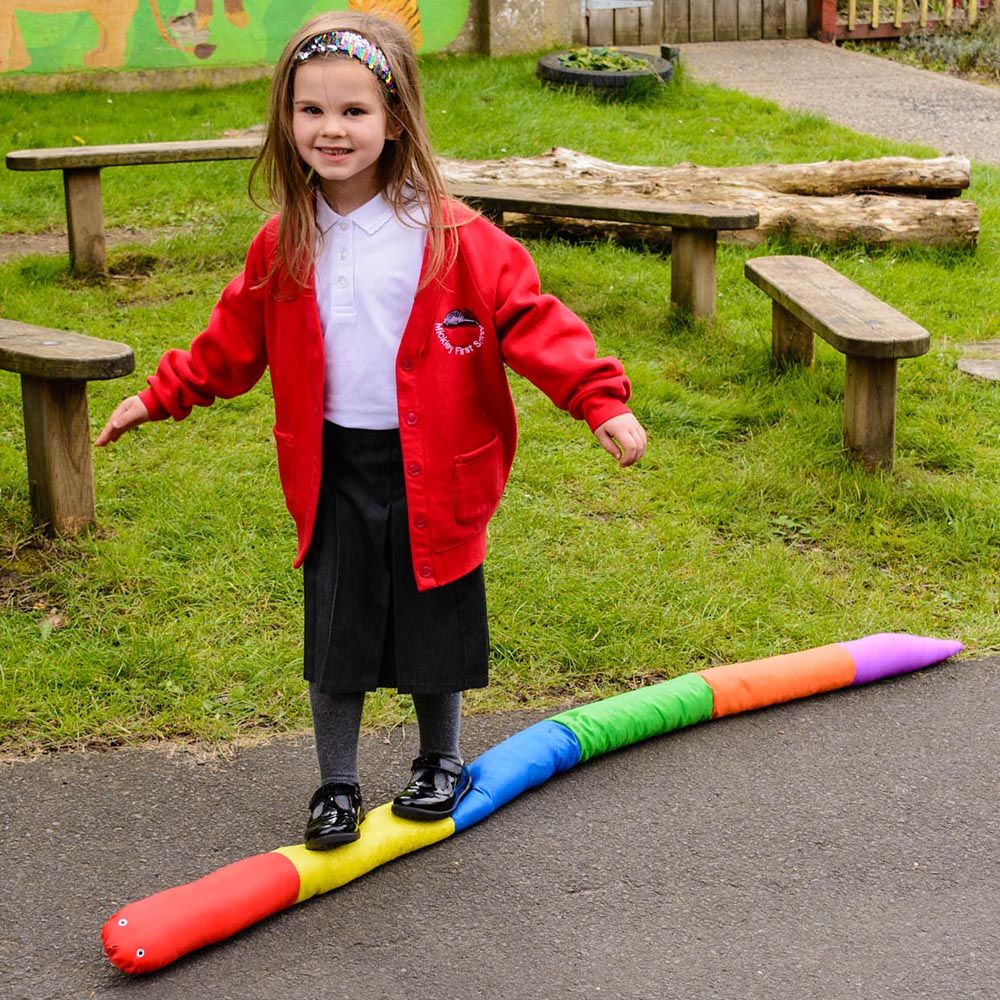 Balance Snake, The Balance Snake allows children to gain confidence and a sense of achievement whilst improving their balance and coordination. This textured, tactile Balance Snake is a great resource for younger children. The Balance Snake is soft and easy to grip, colourful and lightweight. The Balance Snake is a colourful balance resource, designed with soft texture for younger children. Encourage early balance development skills in a safe environment. Made with soft foam filling so comfortable to use wi