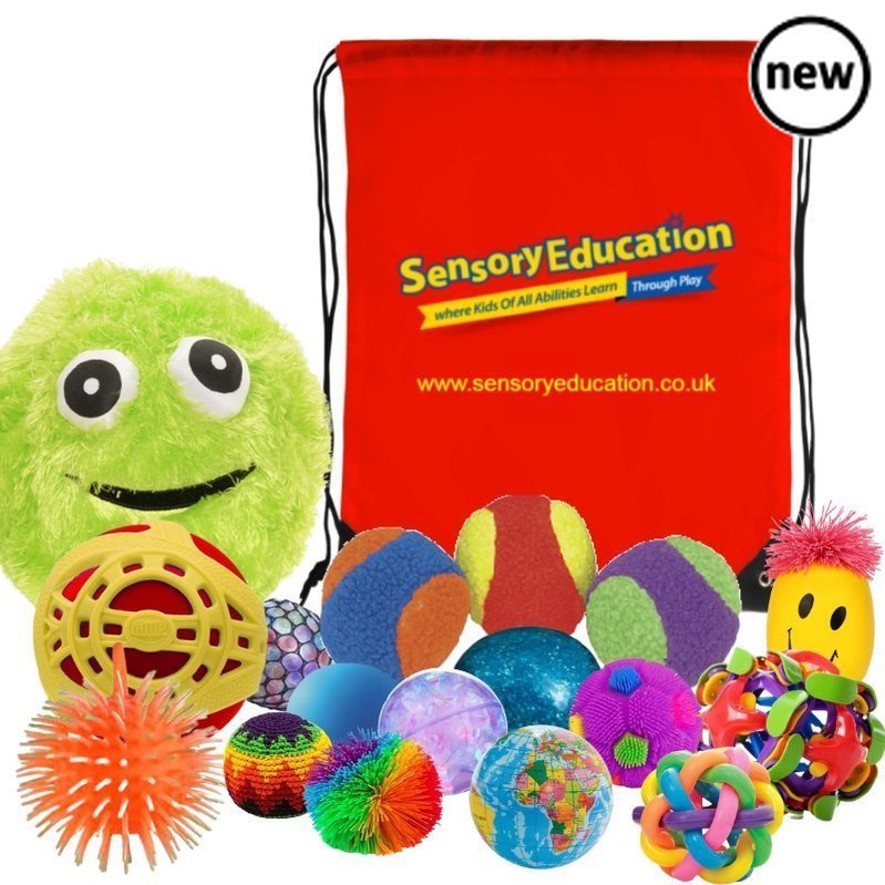 Ball kit Jumbo, Introducing our exclusive Sensory Ball Kit Jumbo! This incredible 18 piece kit is designed to provide a wide range of tactile experiences, combining textures, lights, and smells all in one place. Unique to Sensory Education, this kit is a must-have for any sensory resource collection.Designed to enhance your child's development, the Sensory Ball Kit Jumbo offers a wealth of benefits. By engaging with the various sensory balls included in the kit, your child can improve their tactile awarenes
