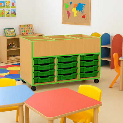 Beam 6 Compartment Book Browser With Trays-Beam 6 Compartment Book Browser With Trays