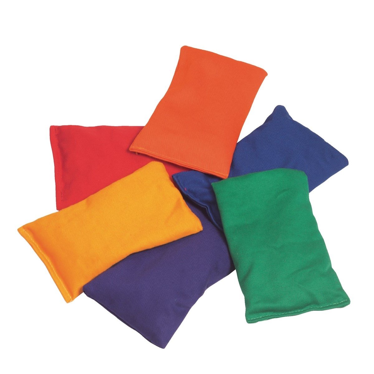 Beanbags Assorted Pack of 18, Brightly coloured beanbags that can be used for an endless variety of games and activities. Made from a soft cotton outer, these beanbags are soft so reduce the fear of catching. Cotton twill outer. Second inner bag for extra safety. Non-toxic filling of foam and plastic grains. Dimensions: 12 x 8cm. Age suitability: 3 years +. Warning!: Not suitable for children under 3 years. Contains small parts. Choking hazard. Learning Outcomes Gross motor skills Co-ordination Sorting skil