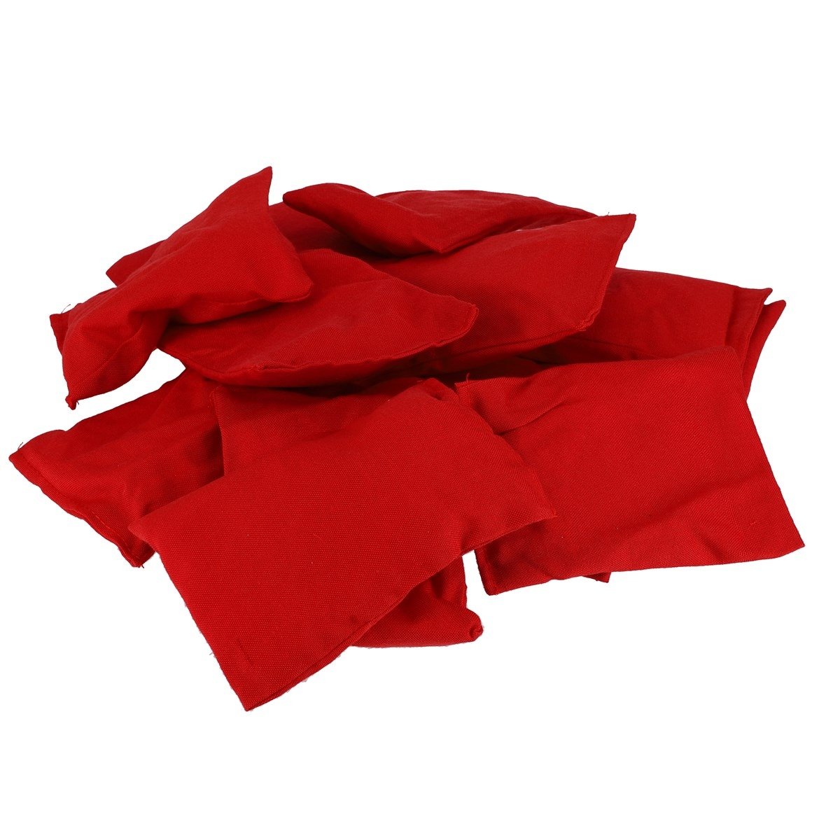 Beanbags Red Pack 12, Brightly coloured beanbags that can be used for an endless variety of games and activities. Made from a soft cotton outer, these beanbags are soft so reduce the fear of catching. Cotton twill outer. Second inner bag for extra safety. Non-toxic filling of foam and plastic grains. Dimensions: 12 x 8cm. Age suitability: 3 years +. Warning!: Not suitable for children under 3 years. Contains small parts. Choking hazard. Learning Outcomes Gross motor skills Co-ordination Sorting skills Team 