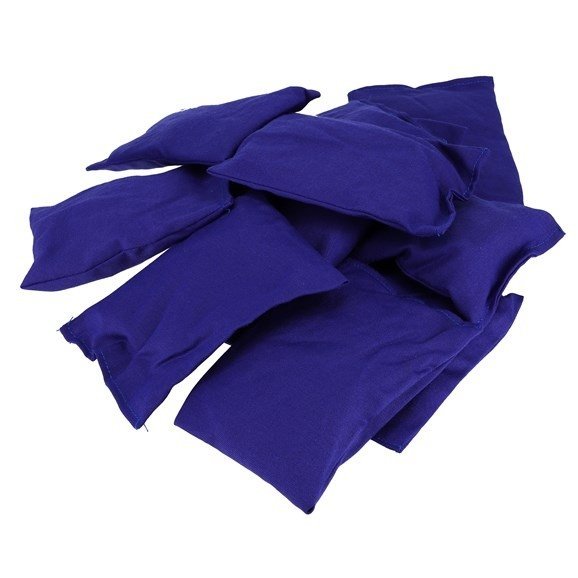 Beanbags Royal Blue Pack of 12, Brightly coloured Blue beanbags that can be used for an endless variety of games and activities. Made from a soft cotton outer, these beanbags are soft so reduce the fear of catching. ; Cotton twill outer. Second inner bag for extra safety. Non-toxic filling of foam and plastic grains. Dimensions: 12 x 8cm. Age suitability: 3 years +. Warning!: Not suitable for children under 3 years. Contains small parts. Choking hazard. Learning Outcomes Gross motor skills Co-ordination Sor