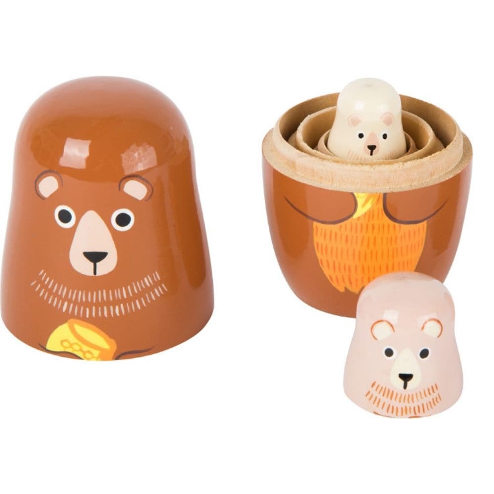 Bear Family Matryoshka, The Bear Family Matryoshka nesting dolls are a delightful and entertaining toy for children. With their bright and bold designs, they are sure to capture the attention and imagination of little ones. These nesting dolls are also a super size, making them easy to take on the go when kids need something to keep them occupied.The Bear Family Matryoshka set includes four cute bear figurines that can be easily stacked inside one another. Each wooden doll is painted with great detail, offe