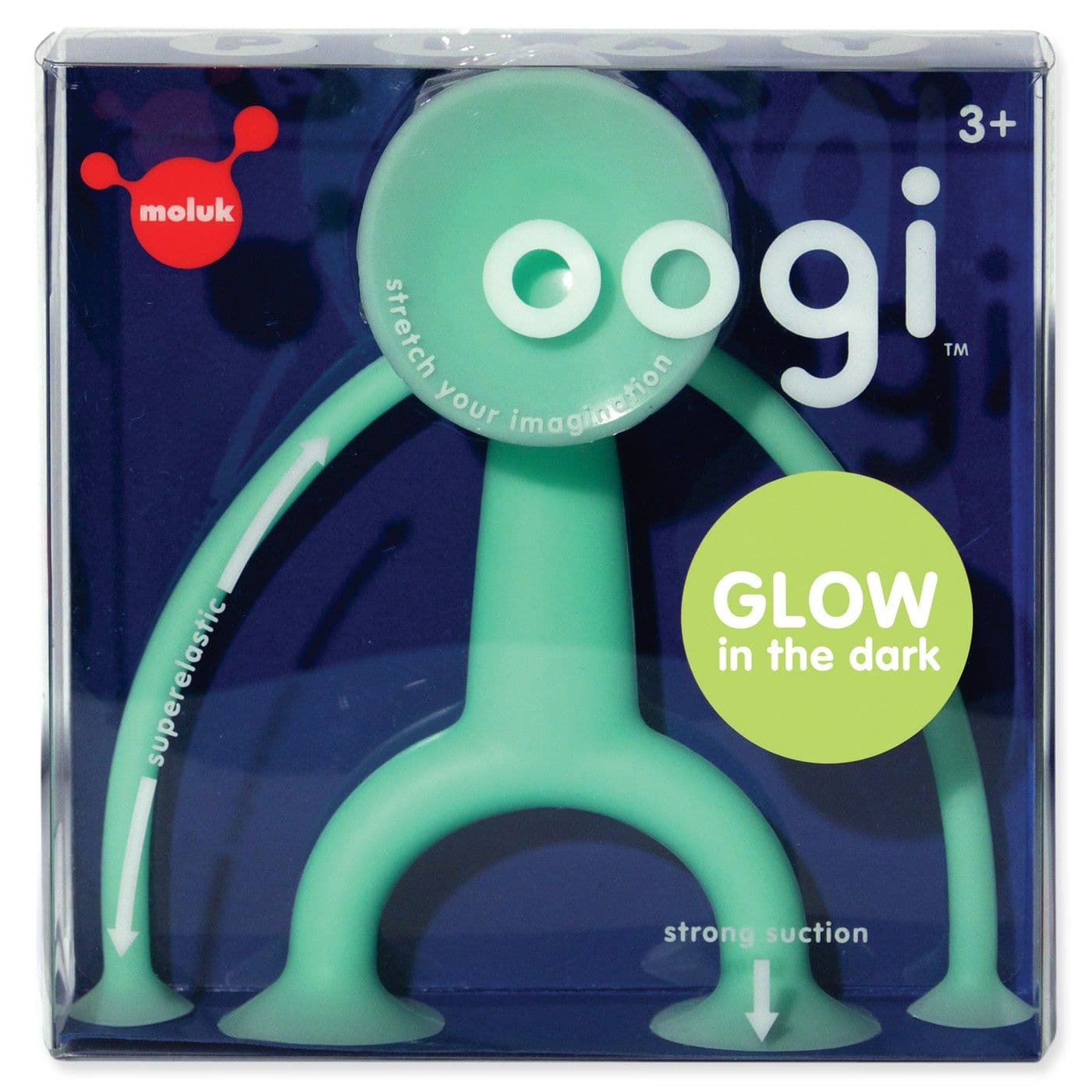 Bendy Oogi Glow In the Dark, Bendy Oogi Glow In the Dark figures are an irresistibly tactile and wonderfully expressive new figure toy, and now they GLOW IN THE DARK!! With suction cup head, hands and feet, and long stretchy arms, they connect to any smooth surface. The Bendy Oogi Glow In the Dark are very social beings: They love to touch, embrace, form chains and do crazy acrobatic tricks. Their favourite hobbies are Oogi Yoga, extreme climbing or darting onto windows and other targets. Oogis are at home 