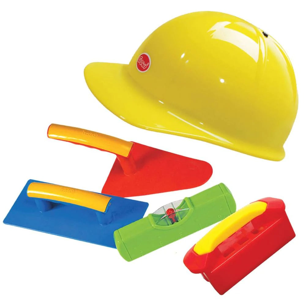 Big Bricklayer Set, Little builders can bring their sand constructions to life with this bright Bricklayer Set from Gowi Toys. This beach toy comes with a toy safety helmet, a brick shaper, a builders trowel, a plastering trowel and a level. Use the brick shaper to construct bricks out of sand and build a wall, but make sure it's level! When the wall's been built, it'll need plastering and then knocking down to start all over again! There’s lots of good times to be had with this construction toy for kids. T
