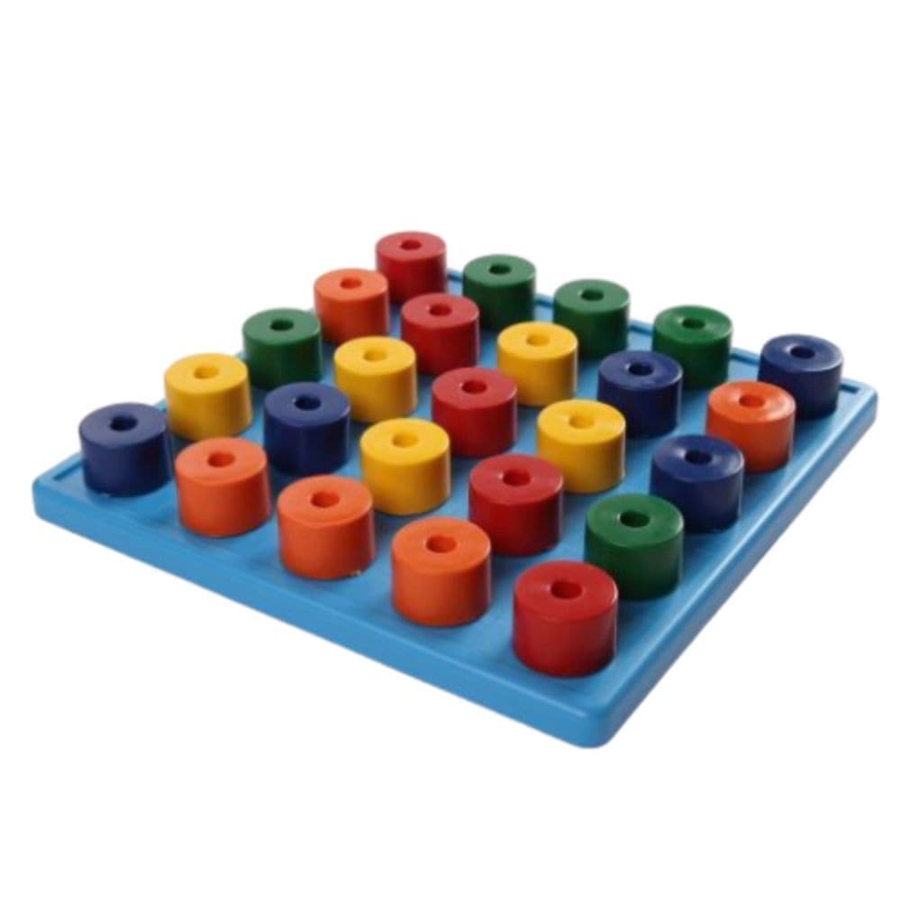 Big Pegboard, The Big Pegboard and 25 coloured pegs help to create or follow designs and patterns. The colourful plastic pegs fit easily into the 10mm holes on the big pegboard. Small children and those with motor difficulties will find that the size and shape of the pegs makes them easy to manipulate. Each peg has a hole for threading activities and they can be stacked for block graph, sequencing and 1 to 5 abacus work. Peg boards can help children develop their fine motor skills (different finger grips, g