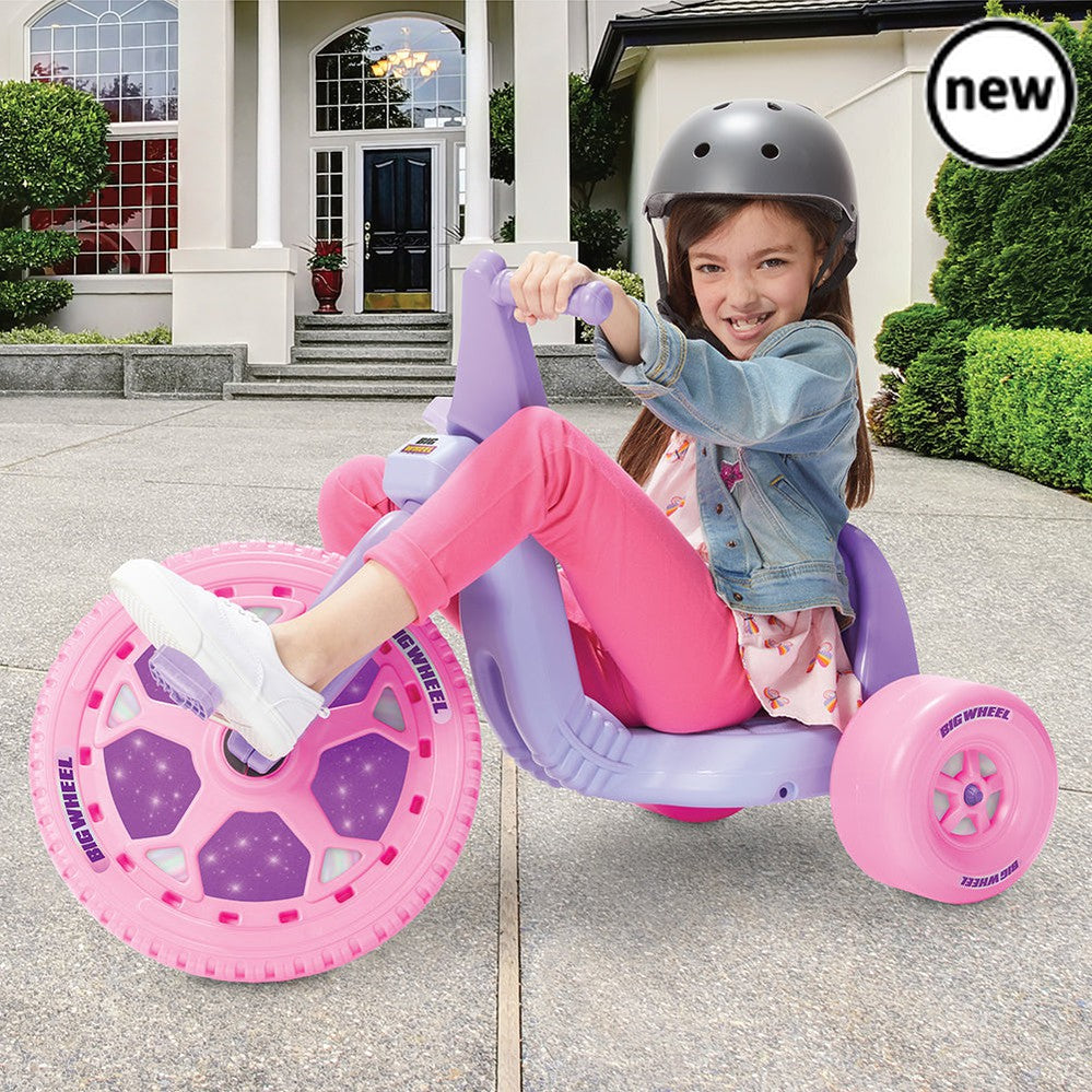 Big Wheel - Dazzler - 16" Original, Pedal-power in pink! The Big Wheel Dazzler is just like the Big Wheel Original, but this version has had a glamorous makeover. The classic oversized front wheel and chunky rear wheels are now bubblegum-pink and the handlebars and seat feature lovely shades of lavender and lilac. The Big Wheel is a legendary kids trike that has been a family favourite since it burst onto the toy scene way back in 1969. It was designed to empower kids by giving them more independence and co