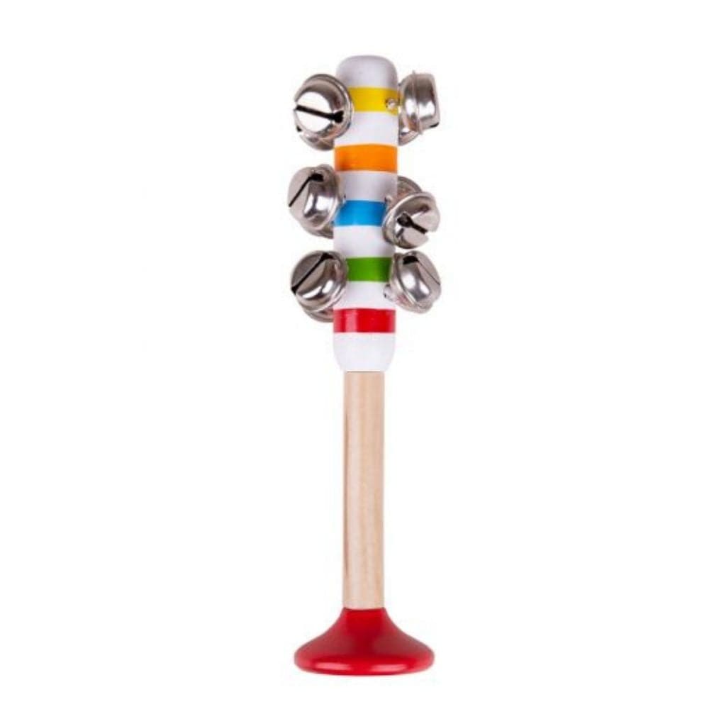 Bigjigs Bell Stick, These bell sticks are sure to delight little ones as they learn to play along in time to the music, or just enjoy creating a tinkling bell sound. The brightly coloured wooden handles are perfectly sized for little hands to grip and shake. Highly durable with a traditional design, the Bigjigs Toys Bell Sticks are the perfect stocking filler, pocket money gift or party bag treat. Fun and educational this musical toy is ideal for young children to experiment with and create interesting and 