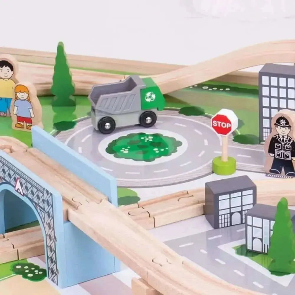 Bigjigs City Train Set and Table-Bigjigs City Train Set and Table
